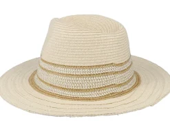 Fedora With Shiny Insert Linen-Gold Straw Hat - Seeberger