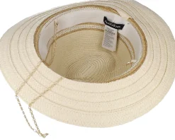 Fedora With Shiny Insert Linen-Gold Straw Hat - Seeberger