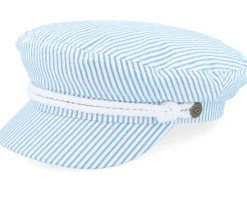 Fiddler Cap Off White/Blue Seersucker Vega Cap - Brixton