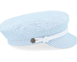 Fiddler Cap Off White/Blue Seersucker Vega Cap - Brixton
