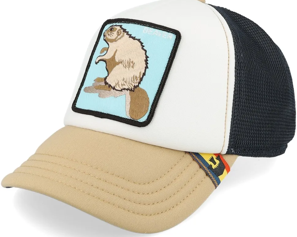 First Beaver Farm Originals White/Black/Khaki A-Frame Trucker - Goorin Bros.