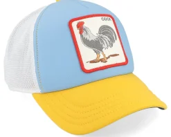 First Cock- Farm Originals Sky/White/Yellow/Navy UV A-Frame Trucker - Goorin Bros.