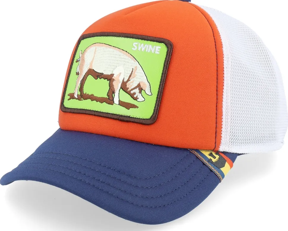 First Pig Farm Originals Orange/White/Navy A-Frame Trucker - Goorin Bros.