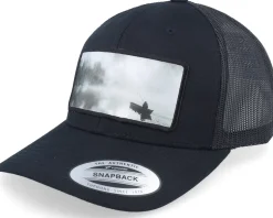 Fishing Boat Wide Patch Retro Black Trucker - Hunter