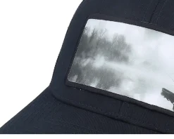 Fishing Boat Wide Patch Retro Black Trucker - Hunter