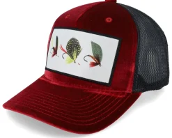 Fishing Flies Velvet Red/Black A-frame Trucker - Skillfish