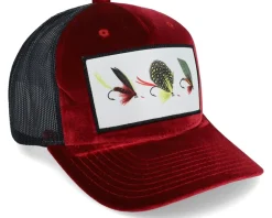Fishing Flies Velvet Red/Black A-frame Trucker - Skillfish