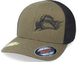 Flame Bike Logo Olive/Black Recycled Mesh Flexfit - Born To Ride