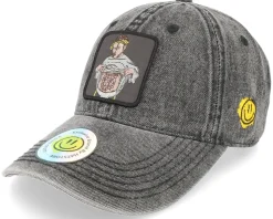 Flexing Abs Patch Washed Black Demin Dad Cap - Lucid Smile