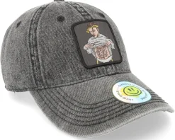 Flexing Abs Patch Washed Black Demin Dad Cap - Lucid Smile