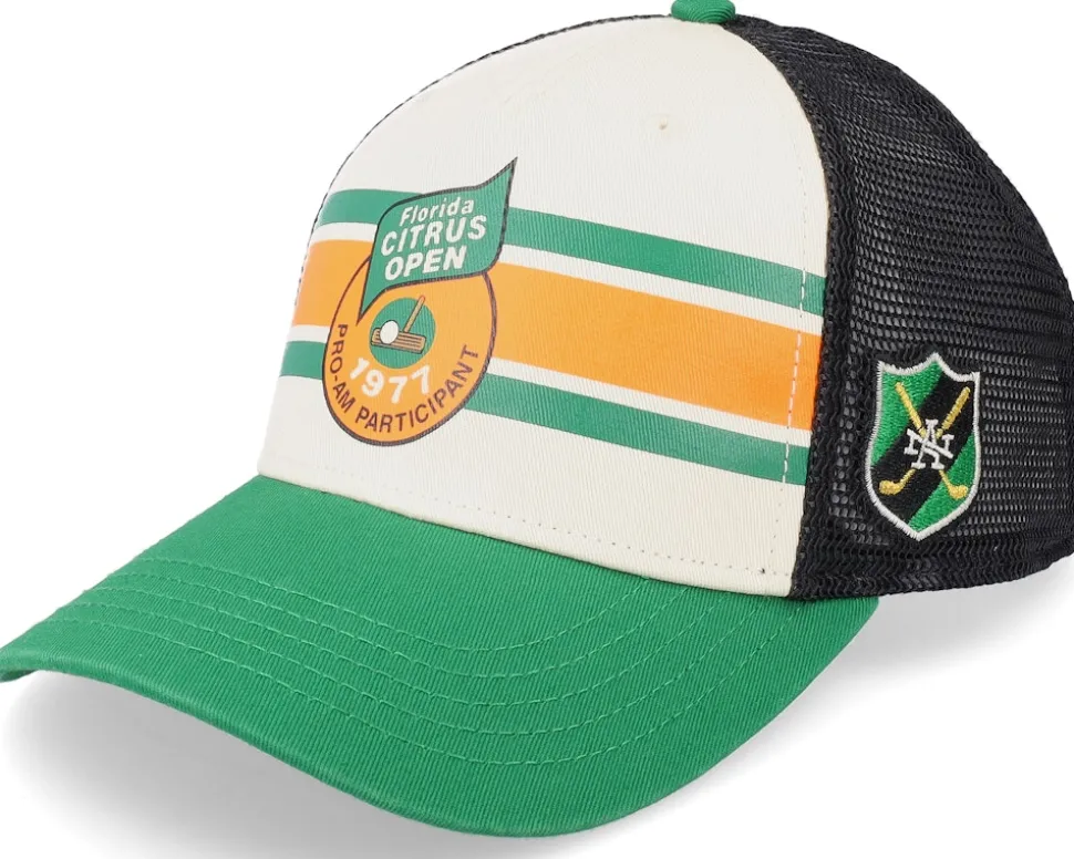 Florida Citrus Open Sinclair. 19Th Hole Golf White/Green/Black Trucker - American Needle