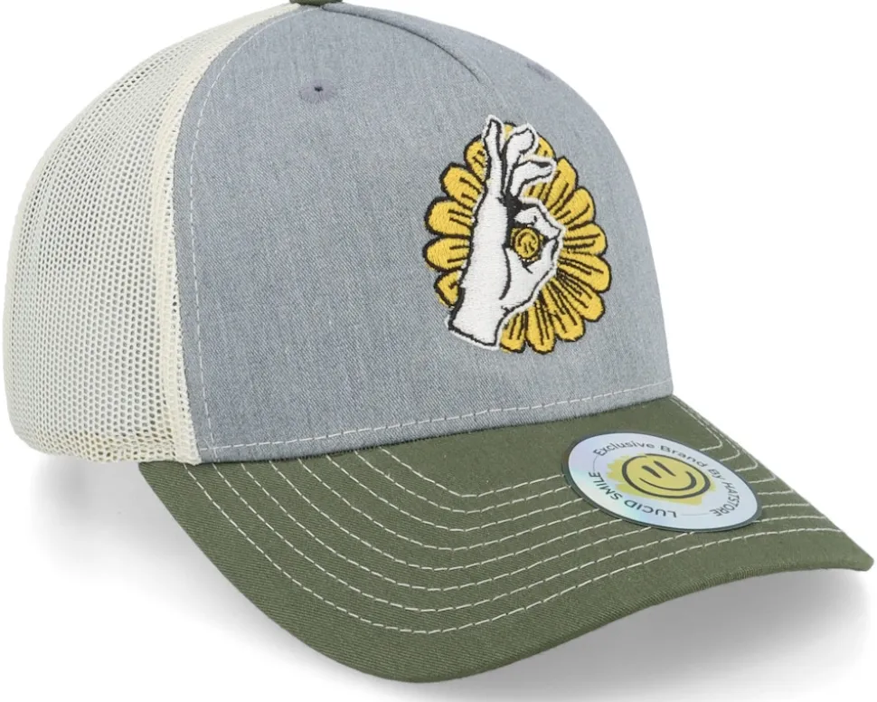 Flower Smile Army Olive Trucker - Lucid Smile