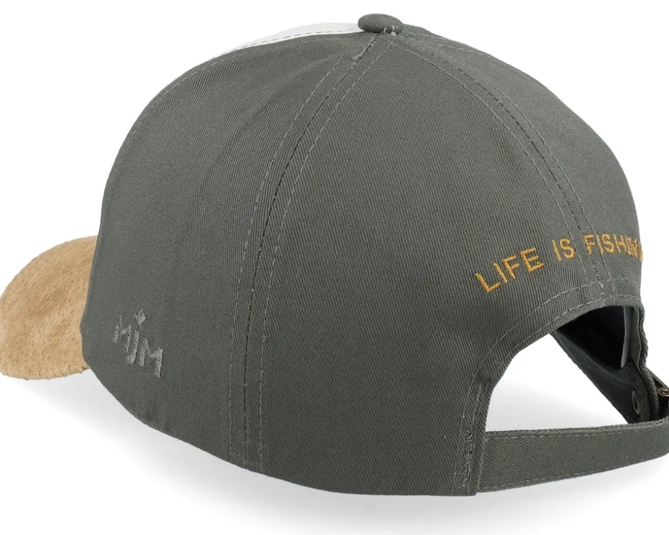 Flyfishing Junkie Life Is Fishing Olive Adjustable - MJM Hats