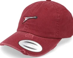 Flying V Guitar Patch Maroon Destroyed Dad Cap