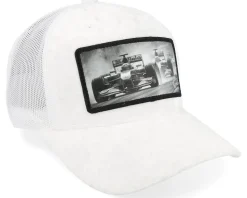 Formula Racing Cars Velvet White A-Frame Trucker - Calza Pennello