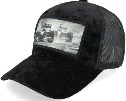 Formula Racing Cars Velvet White A-Frame Trucker - Calza Pennello