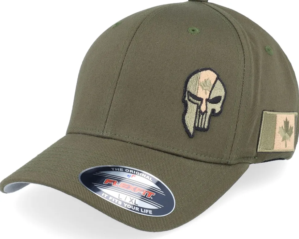 France Army Skull Olive Wooly Combed Flexfit - Army Head