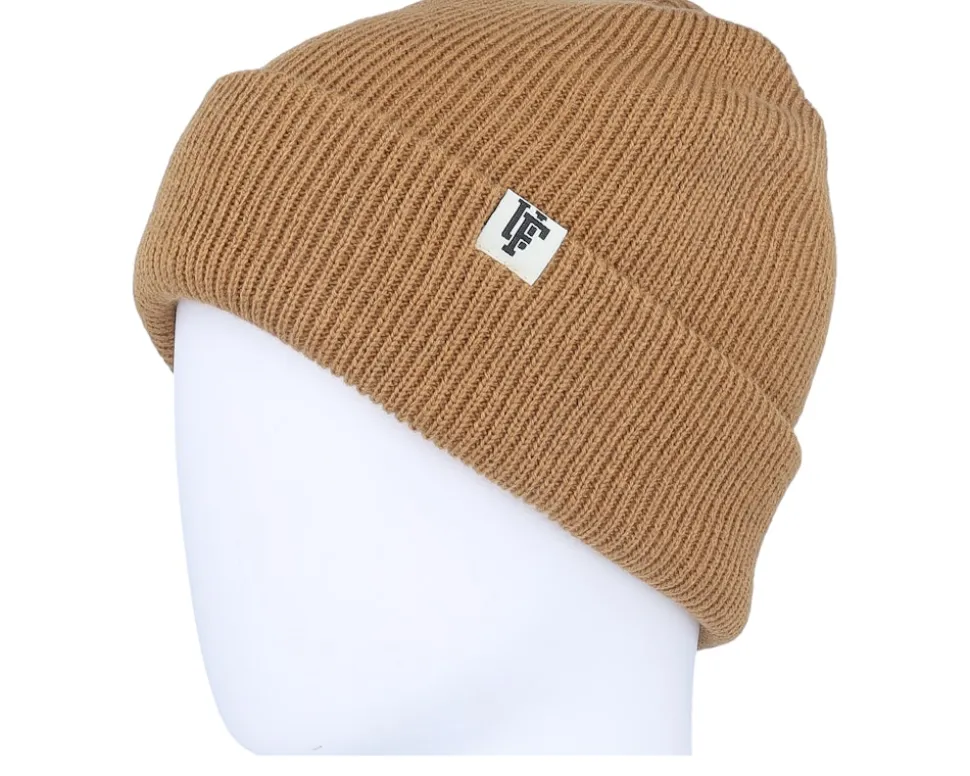 Frankie Recycled Beanie Tobacco Brown Cuff - Upfront