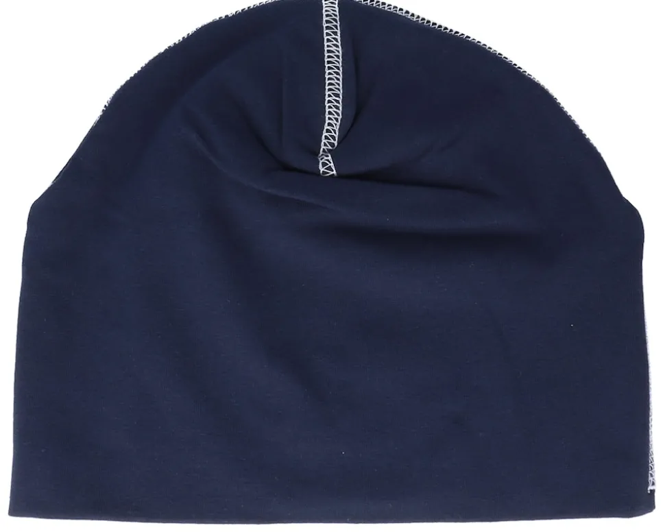 French Navy/White Hemsedal Cotton Beanie - Beechfield