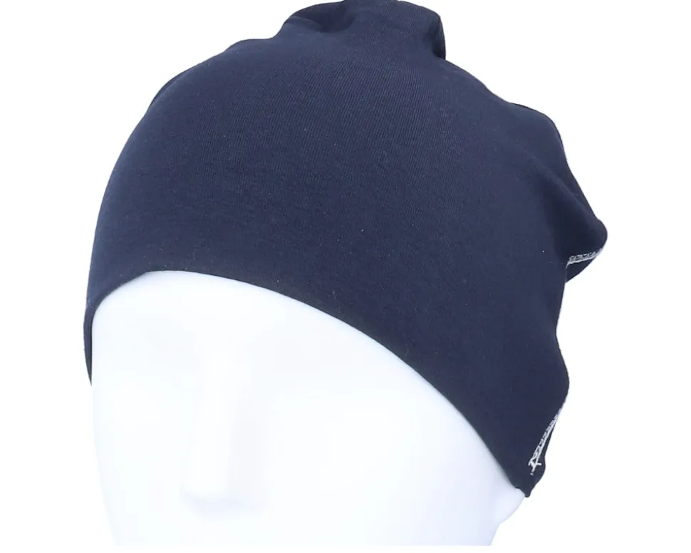 French Navy/White Hemsedal Cotton Beanie - Beechfield