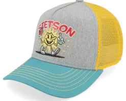 Fun Grey/Turquoise/Yellow A-Frame Trucker - Stetson