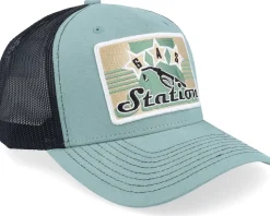 Gas Station Sign Patch Teal Green/Black A-frame Trucker - Iconic
