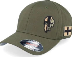 Germany Army Skull Olive Wooly Combed Flexfit - Army Head