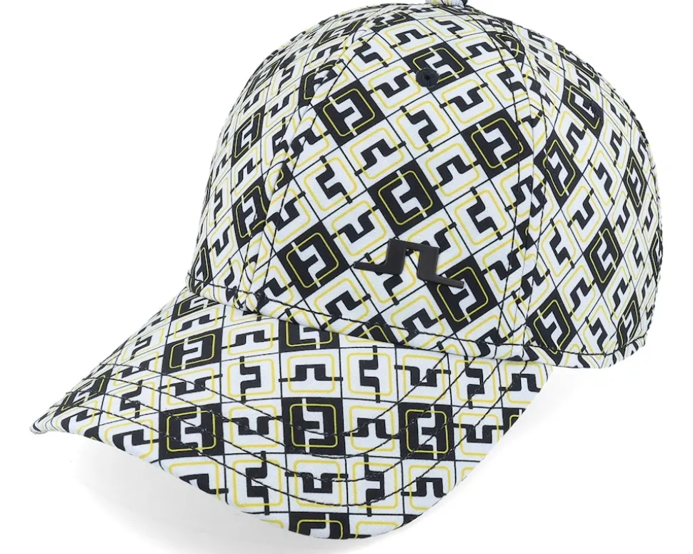 Gilbert Print Cap Black Jl Monogram Check Adjustable - J.Lindeberg
