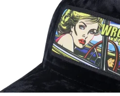 Girl Driving Pop Art Velvet Black A-Frame Trucker - Calza Pennello