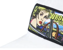 Girl Driving Pop Art Velvet White A-Frame Trucker - Calza Pennello
