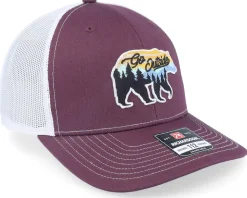 Go Outside Bear Maroon/White Trucker - Wild Spirit