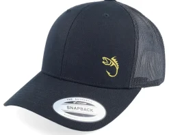Gold Fish Hook Logo Black Trucker - Skillfish
