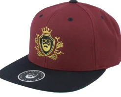 Golden Crest Maroon/Black/Gold Snapback - Bearded Man