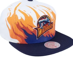 Golden State Warriors Hot Fire White Snapback - Mitchell & Ness