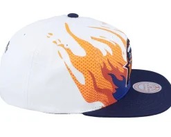 Golden State Warriors Hot Fire White Snapback - Mitchell & Ness