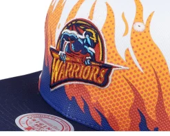 Golden State Warriors Hot Fire White Snapback - Mitchell & Ness