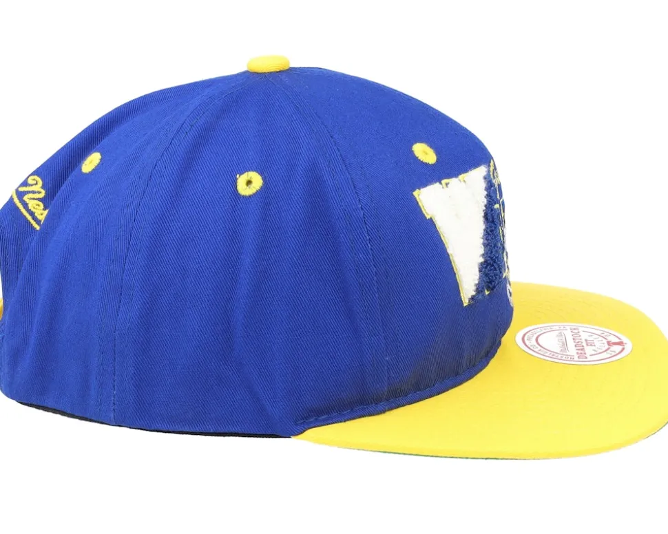 Golden State Warriors Varsity Letter Blue/Yellow Snapback - Mitchell & Ness