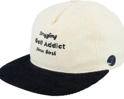 Golf Addict Cord Ivory/Black 5-panel Snapback - Pins & Stripes