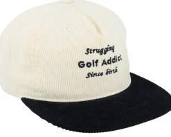 Golf Addict Cord Ivory/Black 5-panel Snapback - Pins & Stripes