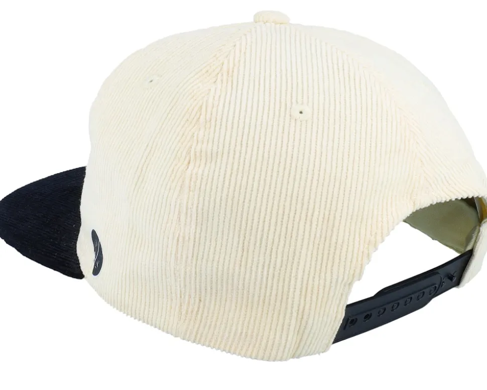 Golf Addict Cord Ivory/Black 5-panel Snapback - Pins & Stripes