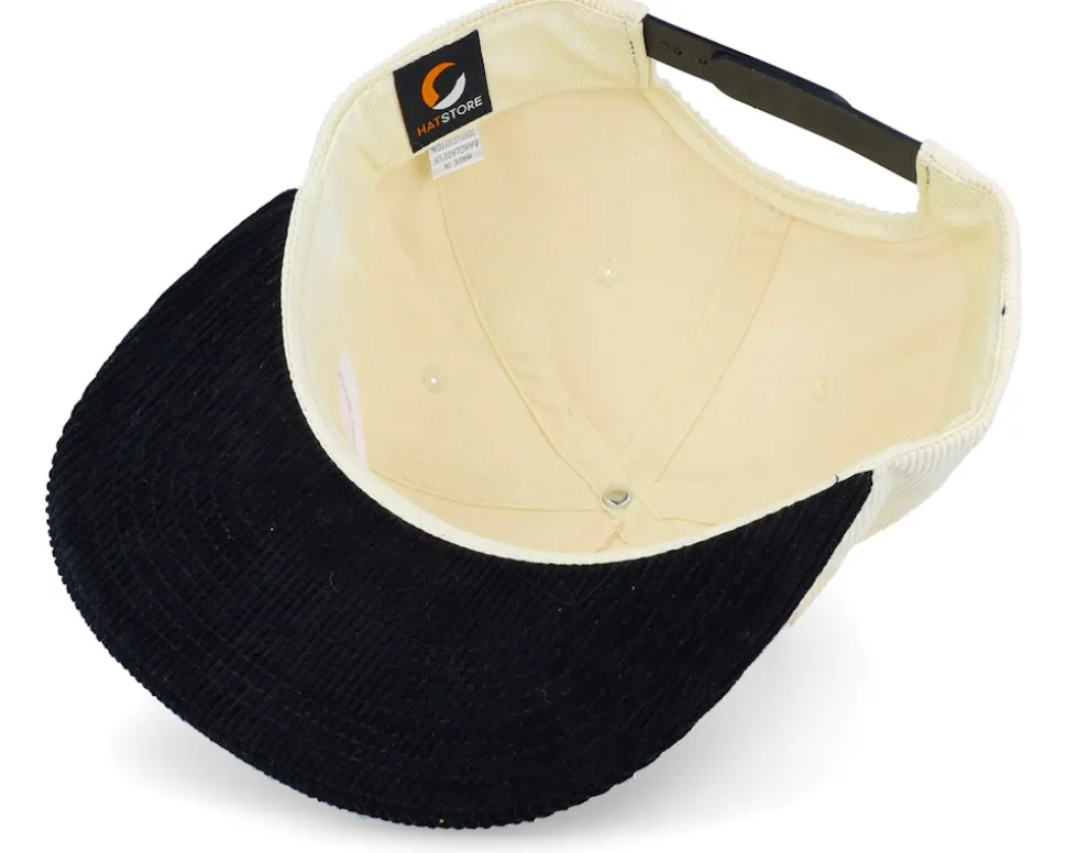 Golf Addict Cord Ivory/Black 5-panel Snapback - Pins & Stripes