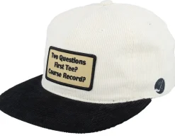 Golf Patch Logo Cord Ivory/Black Snapback - Pins & Stripes
