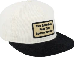 Golf Patch Logo Cord Ivory/Black Snapback - Pins & Stripes