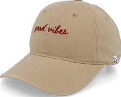 Good Vibes Washed Cotton Khaki Mom Cap - Wei