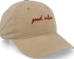 Good Vibes Washed Cotton Khaki Mom Cap - Wei
