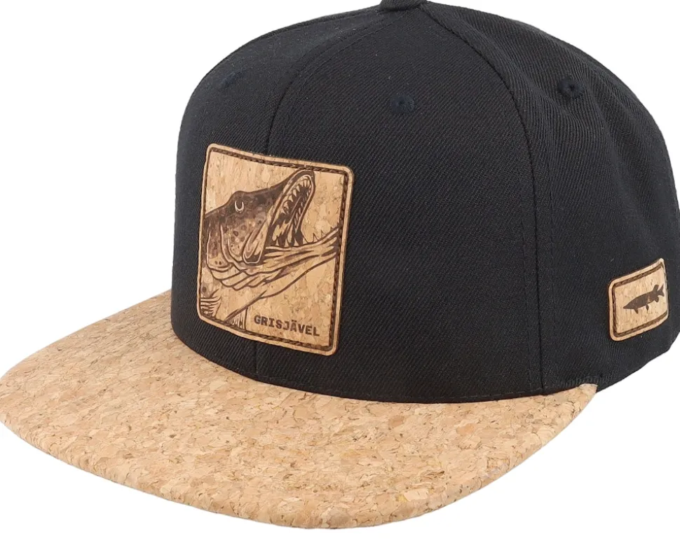 Grisjävel Engraved Patch Black/Cork Snapback - Skillfish