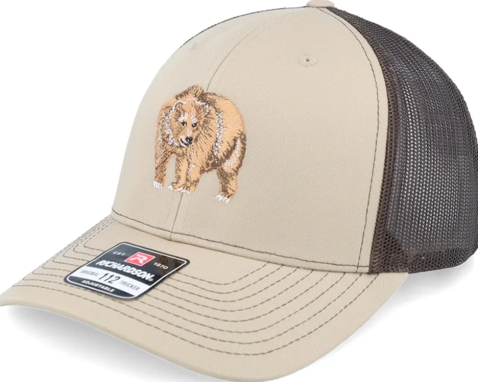 Grizzly Bear Embroidery Khaki/Brown Trucker - Wild Spirit