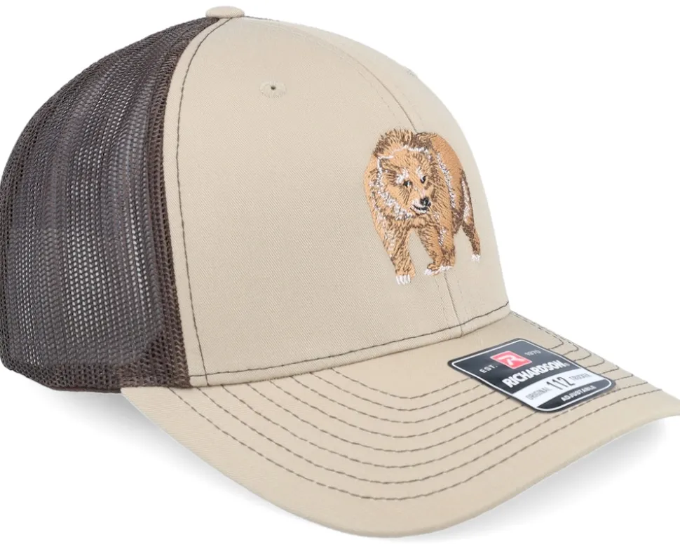 Grizzly Bear Embroidery Khaki/Brown Trucker - Wild Spirit