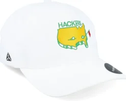 Hackers Golf Logo White Delta Flexfit - Pins & Stripes
