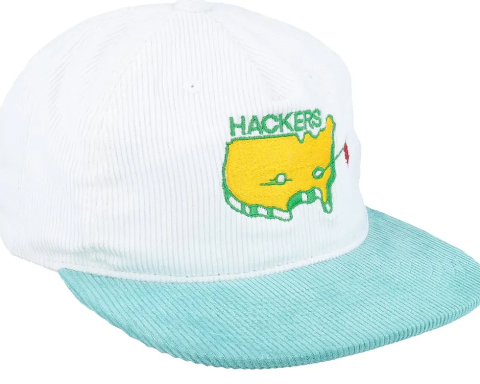 Hackers Golf Logo White/Teal Snapback - Pins & Stripes